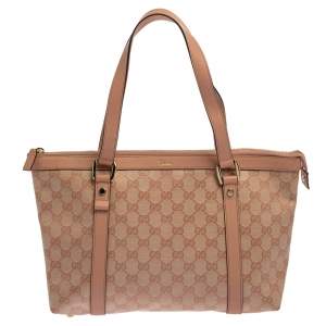 مملوكة مسبقًا حقيبة يد غوتشي أيبي جلد وكانفاس كريستال جي جي وردية فاتحة
