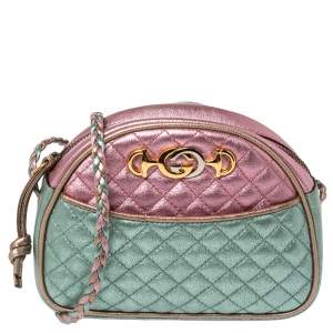 مملوكة مسبقًا حقيبة كروس غوتشي ترابونتاتا صغيرة جلد مبطن ثلاثي اللون