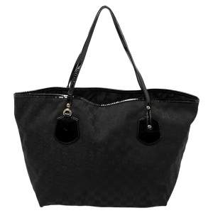 مملوكة مسبقًا Gucci Black GG Canvas and Patent Leather Jolie Tote