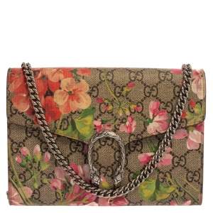 مملوكة مسبقًا Gucci Multicolor GG Supreme Blooms Canvas and Leather Dionysus Wallet On Chain