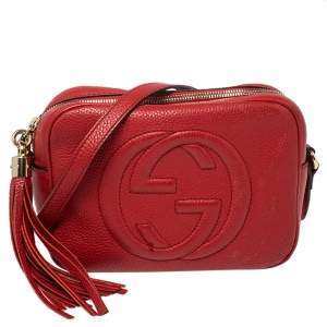 مملوكة مسبقًا Gucci Red Leather Soho Disco Shoulder Bag