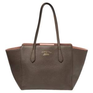 مملوكة مسبقًا حقيبة غوتشي سوينغ جلد بني صغيرة