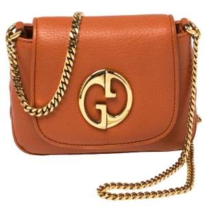 Pre Owned Gucci Burnt Orange Leather Small 1973 Shoulder Bag