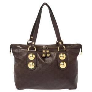 Pre Owned Gucci Brown Guccissima Leather Babouska Heart Tote