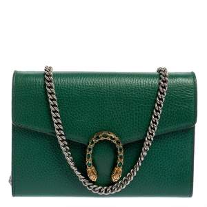 مملوكة مسبقًا Gucci Green Leather Dionysus Wallet On Chain