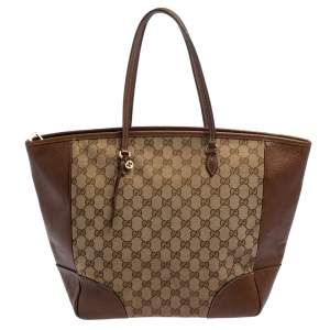 مملوكة مسبقًا Gucci Brown GG Canvas and Leather Bree Tote