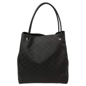 Pre Owned Gucci Black GG Nylon Large Gifford Shopper Tote