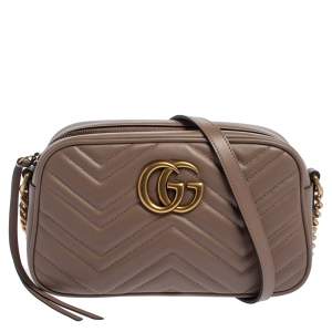 مملوكة مسبقًا Gucci Beige Matelasse Leather Small GG Marmont Shoulder Bag