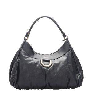 Gucci Black Leather Abbey D-Ring Hobo Bag