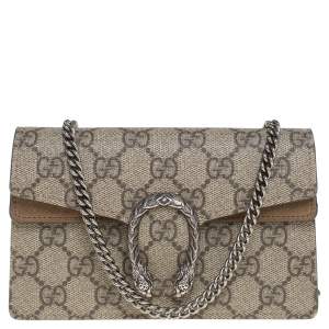مملوكة مسبقًا Gucci Beige GG Supreme Canvas and Suede Super Mini Dionysus Crossbody Bag