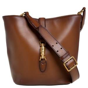 Pre Owned Gucci Ombre Brown Leather Jackie Bucket Bag