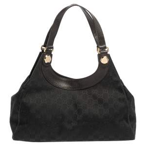 Pre Owned Gucci Black GG Canvas And Leather Charmy Shoulder Bag