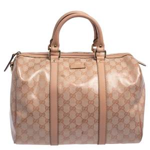 Pre Owned Gucci Blush Pink GG Crystal Coated Canvas Medium Joy Boston Bag