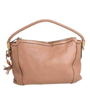Pre Owned Gucci Beige Leather Medium Bella Hobo 