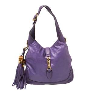 Pre Owned Gucci Violet Leather New Jackie Hobo