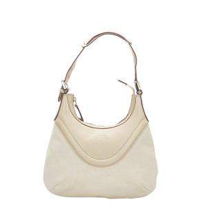 Gucci White Crest Leather Hobo Bag