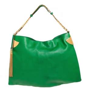 Pre Owned Gucci Green Leather Large Gucci 1970 Shoulder Bag