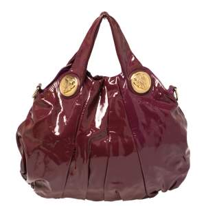 Pre Owned Gucci Burgundy/Purple Patent Leather Large Hysteria Hobo