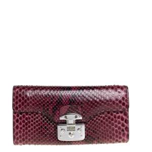 Gucci Burgundy Python Lady Lock Wallet on Chain