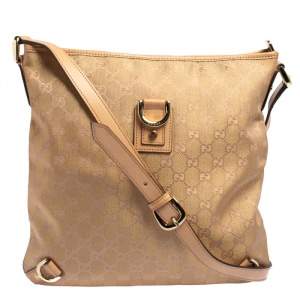 مملوكة مسبقًا Gucci Beige/Metallic Pink GG Canvas and Leather Abbey Messenger bag