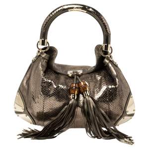 Pre Owned Gucci Metallic Python Medium Babouska Indy Hobo