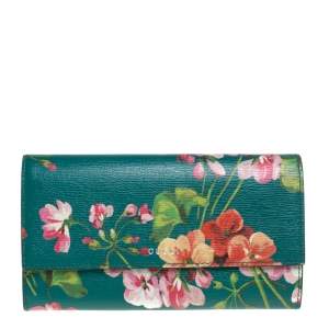 Gucci Multicolor Floral Print Leather Flap Continental Wallet