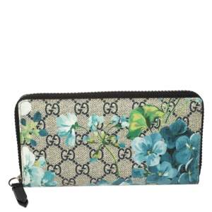 مملوكة مسبقًا Gucci Multicolor GG Supreme Canvas Blooms Zip Around Wallet
