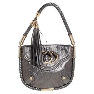 Pre Owned Gucci Metallic Green Guccissima Leather Small Britt Shoulder Bag