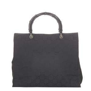 Gucci Black Canvas Fabric Top Handle Bag