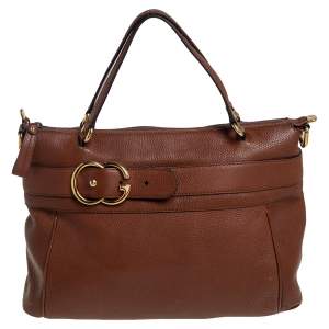 Pre Owned Gucci Brown Pebbled Leather Medium Ride Satchel