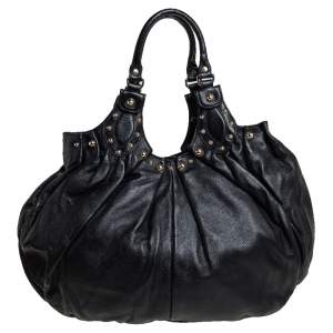 Pre Owned Gucci Black Leather Medium Pelham Studded Hobos