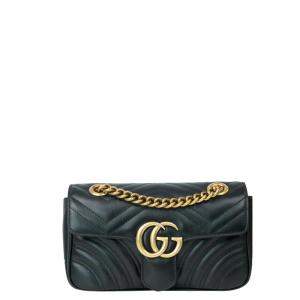 Gucci Black Leather GG Marmont Shoulder Bag 