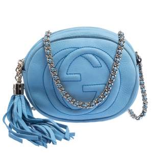 حقيبة كروس غوتشي سلسلة ديسكو سوهو ميني جلد نوبوك أزرق سماوي