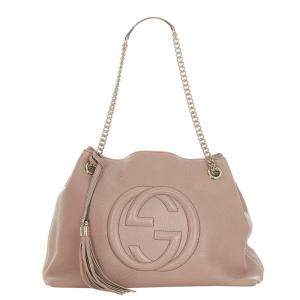 Pre Owned Gucci Pink/Light Pink Leather Soho Chain Shoulder Bag