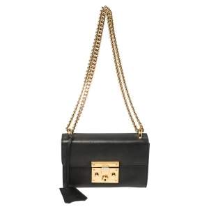مملوكة مسبقًا Gucci Black Leather Small Padlock Shoulder Bag
