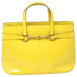 Gucci Yellow Patent Leather Medium Bright Bit Tote