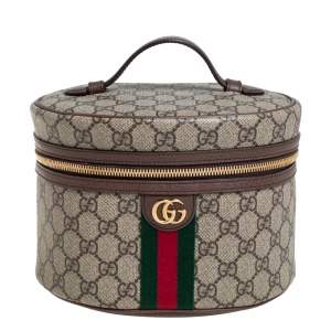 Pre Owned Gucci Beige/Brown GG Coated Canvas Ophidia Cosmetic Case