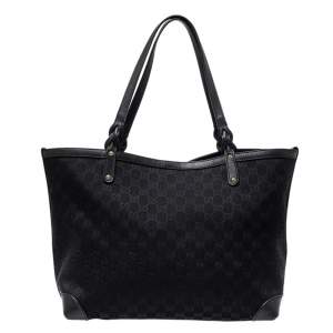 Pre Owned Gucci Black GG Canvas and Leather Craft Original Tote 