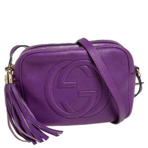 Pre Owned Gucci Purple Leather Soho Disco Crossbody Bag