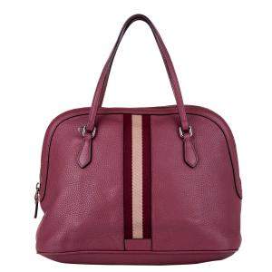 Gucci Purple Leather Web Dome Satchel Bag