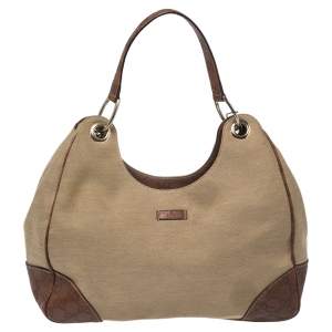 Gucci Beige/Brown Guccissima Leather And Canvas Hobo 