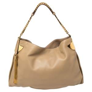 Pre Owned Gucci Beige Leather Medium 1970 Chain Hobo