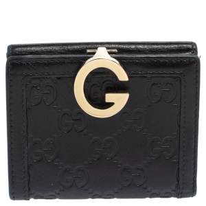 Gucci Black Guccissima Leather Charlotte Compact Wallet
