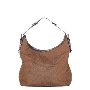 Gucci Brown Canvas Fabric Shoulder Bag