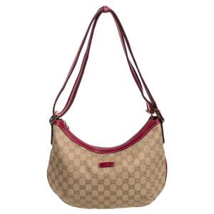 Pre Owned Gucci Beige/Red GG Canvas and Leather Vintage Web Medium Messenger Bag