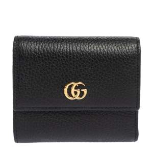 Pre Owned Gucci Black Leather GG Marmont Wallet