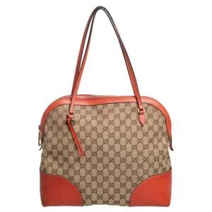 Gucci Orange/Beige GG Canvas And Leather Bree Bag