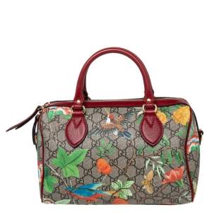 Pre Owned Gucci Multicolor GG Blooms Supreme Canvas and Leather Boston Bag
