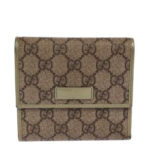 Pre Owned محفظة غوتشي جوي فرنش جلد وكانفاس سوبريم جي جي أخضر/ بيج