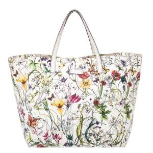 Gucci Multicolor Floral Canvas And Leather Tote